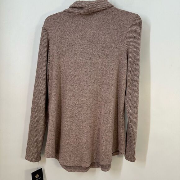 Fortune & Ivy NWT Sz L Havana Cowl Neck Curved Hem KNIT TOP - Picture 4 of 7